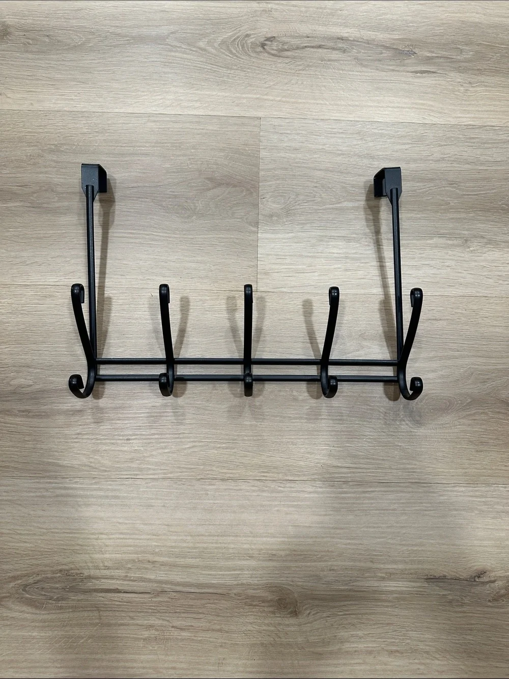Black Metal Over-the-Door 5-Hook Wall Rack